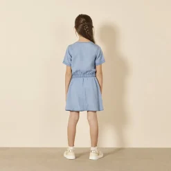 Jurk met korte mouwen in jeanslook meisjes