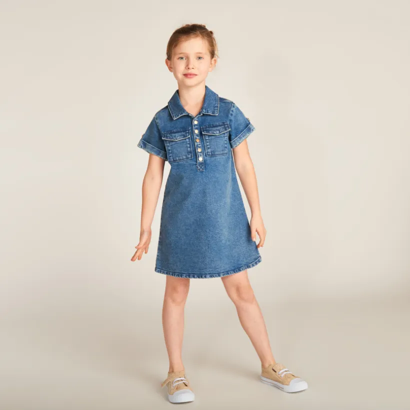 Jurk met korte mouwen in jeans meisjes
