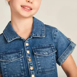 Jurk met korte mouwen in jeans meisjes