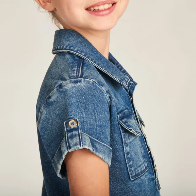 Jurk met korte mouwen in jeans meisjes