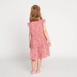 Jurk met korte mouwen, volantmouwen en rozenprint meisjes