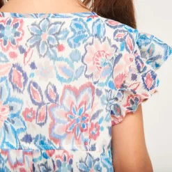 Jurk met korte ruchemouwen en bloemenprint meisjes