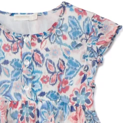 Jurk met korte ruchemouwen en bloemenprint meisjes