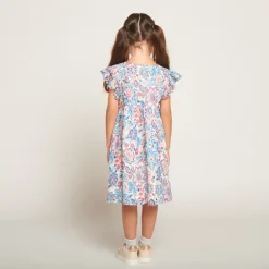 Jurk met korte ruchemouwen en bloemenprint meisjes