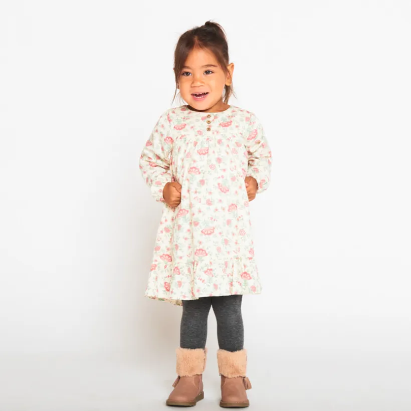 Jurk met lange mouwen, bloemenprint, voor babymeisje