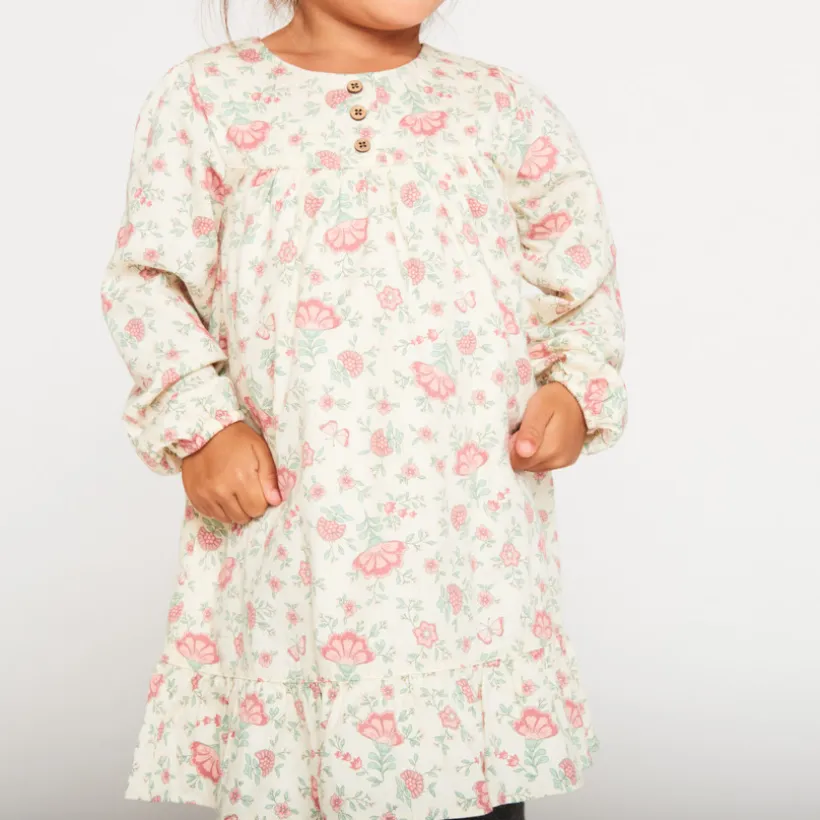 Jurk met lange mouwen, bloemenprint, voor babymeisje