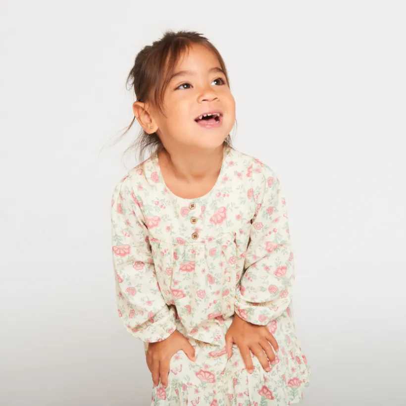 Jurk met lange mouwen, bloemenprint, voor babymeisje