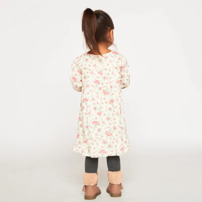 Jurk met lange mouwen, bloemenprint, voor babymeisje