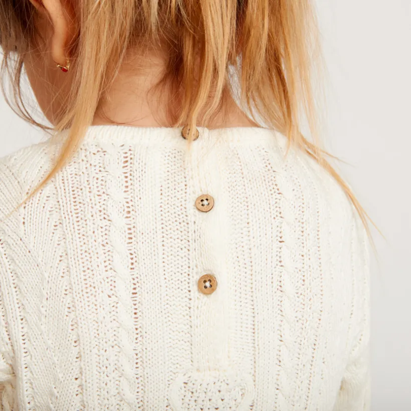 Jurk met lange mouwen en 2-in-1 effect in bi-materiaal, met fantasieprint meisjes