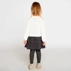 Jurk met lange mouwen en 2-in-1 effect in bi-materiaal, met fantasieprint meisjes