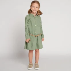 Jurk met lange mouwen in blouse-stijl met ceintuur meisjes