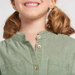 Jurk met lange mouwen in blouse-stijl met ceintuur meisjes