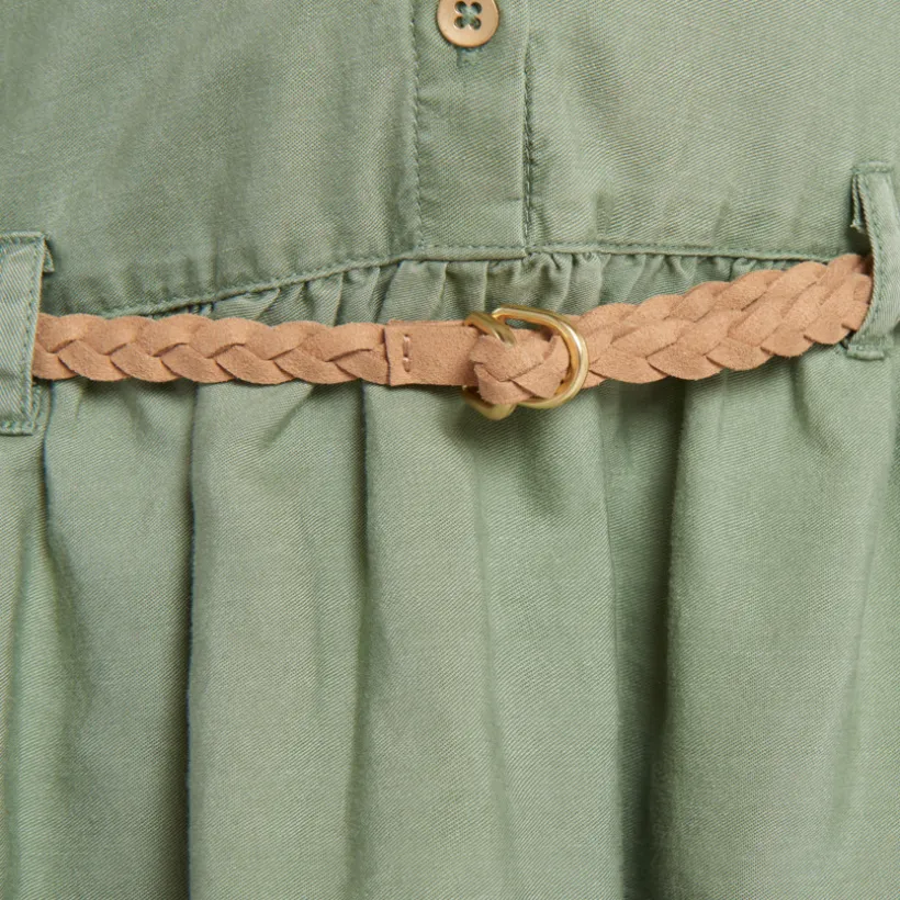 Jurk met lange mouwen in blouse-stijl met ceintuur meisjes