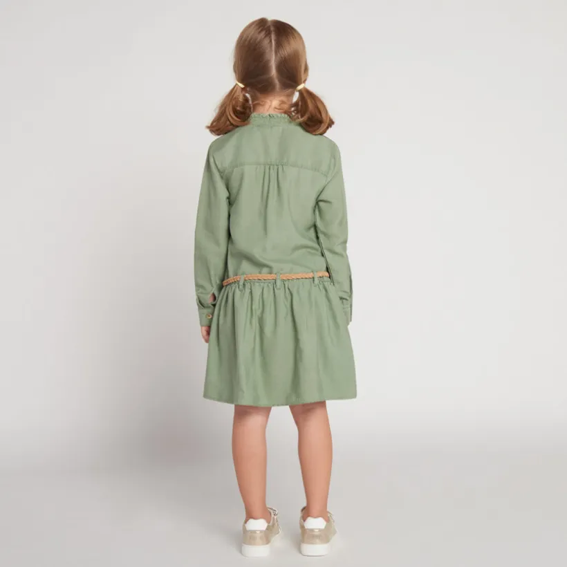 Jurk met lange mouwen in blouse-stijl met ceintuur meisjes