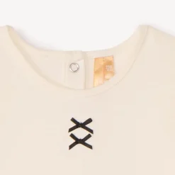 Jurk met lange mouwen, 2-in-1 effect, van twee materialen voor meisjesbaby's.