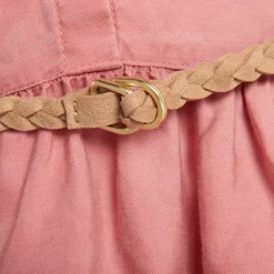 Jurk met lange mouwen in overhemdstijl met gevlochten riem meisjes