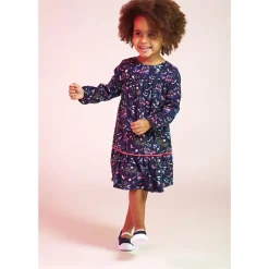Jurk met lange mouwen in viscose voile met bloemen meisjes