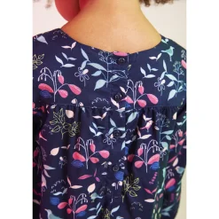 Jurk met lange mouwen in viscose voile met bloemen meisjes