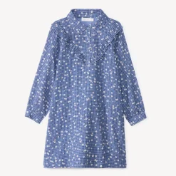 Jurk met lange mouwen, ruitpatroon en bloemenprint meisjes