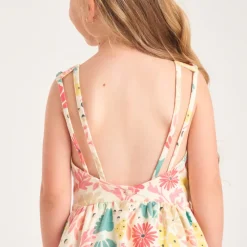 Jurk met spaghettibandjes en een diepe rug, met een fantasieprint meisjes.