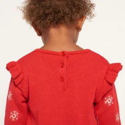 Jurk van jacquardbrei met kerstmotieven meisjes.