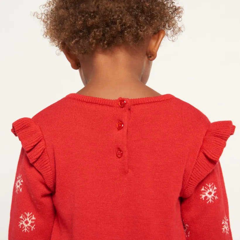 Jurk van jacquardbrei met kerstmotieven meisjes.