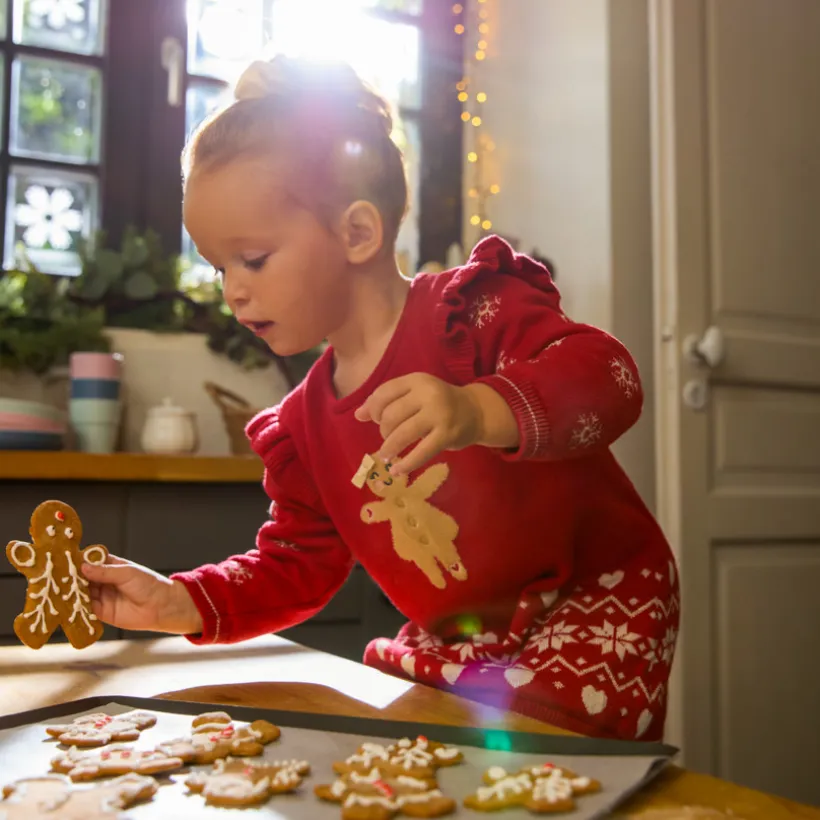 Jurk van jacquardbrei met kerstmotieven meisjes.
