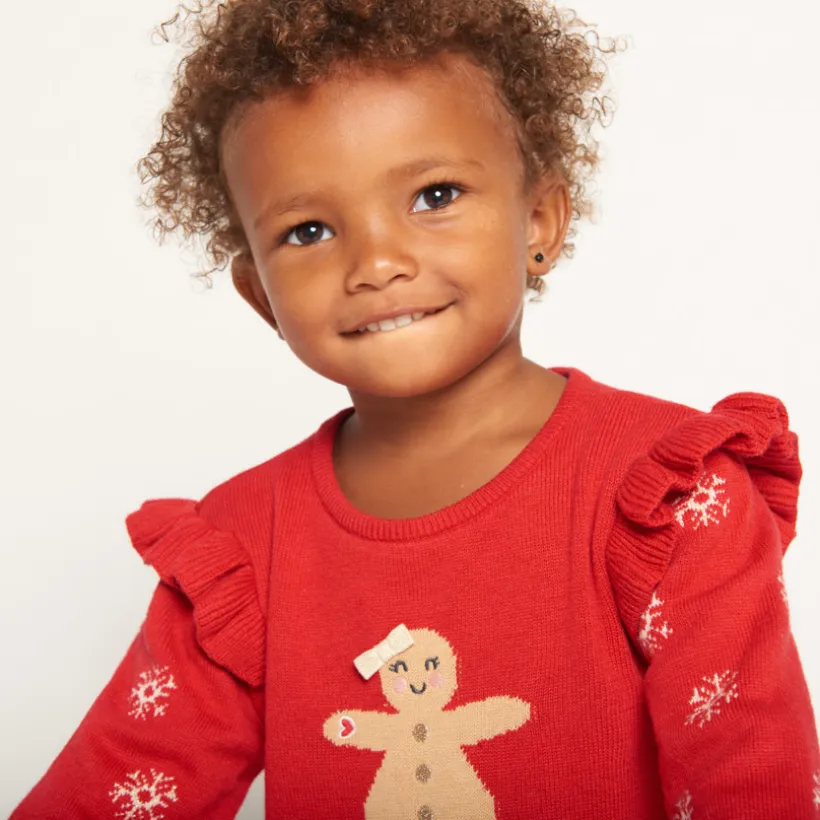 Jurk van jacquardbrei met kerstmotieven meisjes.