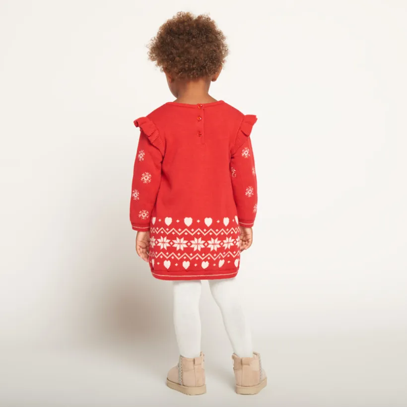 Jurk van jacquardbrei met kerstmotieven meisjes.