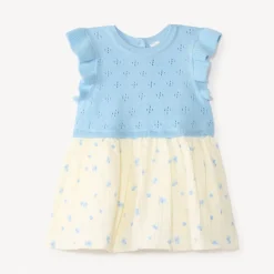 Jurk van tricot 2-in-1 met blauwe bessenprint voor babymeisjes