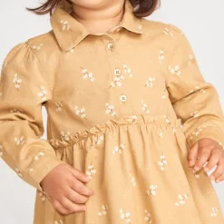 Jurk voor babymeisje met lange mouwen en overhemdkraag
