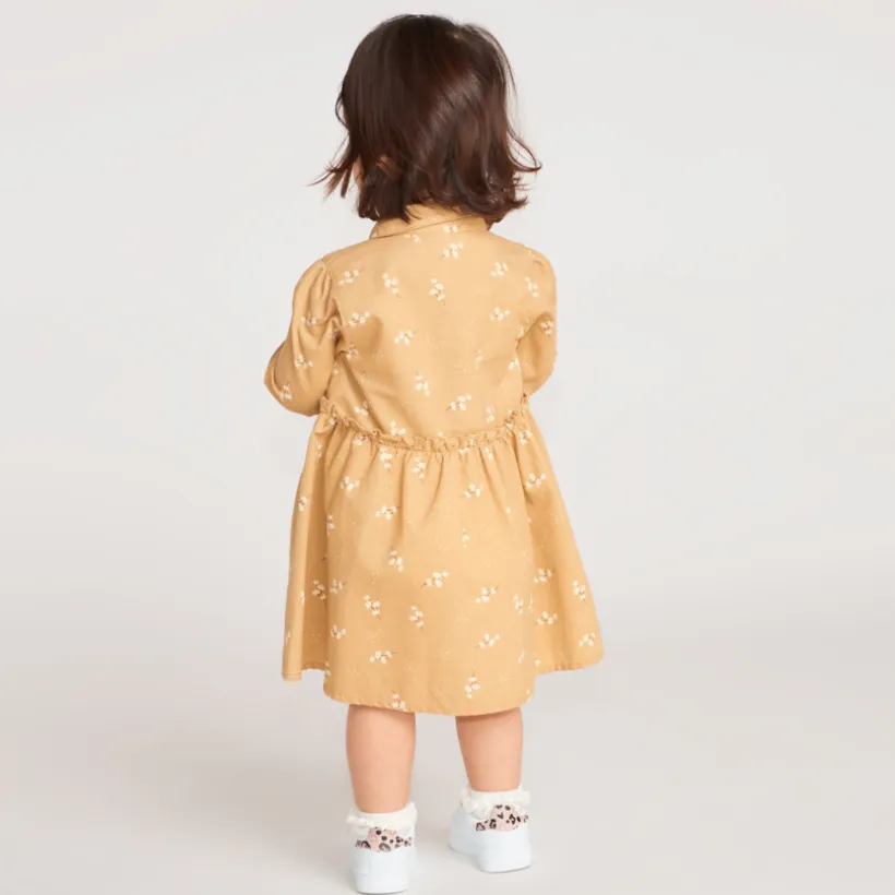 Jurk voor babymeisje met lange mouwen en overhemdkraag