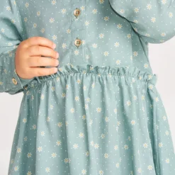 Jurk voor babymeisjes met lange mouwen en een kraag.