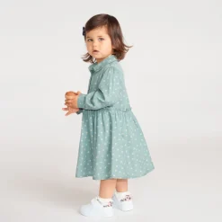 Jurk voor babymeisjes met lange mouwen en een kraag.