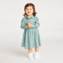 Jurk voor babymeisjes met lange mouwen en een kraag.