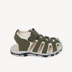 Kaki klittenbandsandalen met elastieken jongens