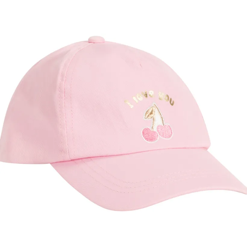 Kapuzenpet met gouden print en geborduurde kersen voor babymeisjes