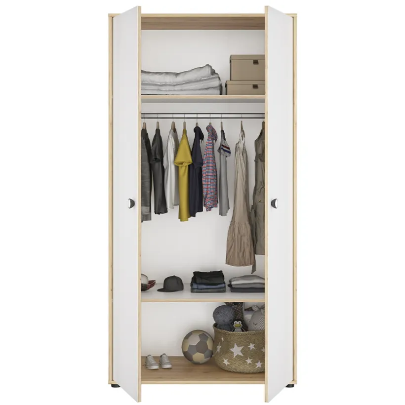 Kast Arthur met 2 deuren - Wit/Eiken