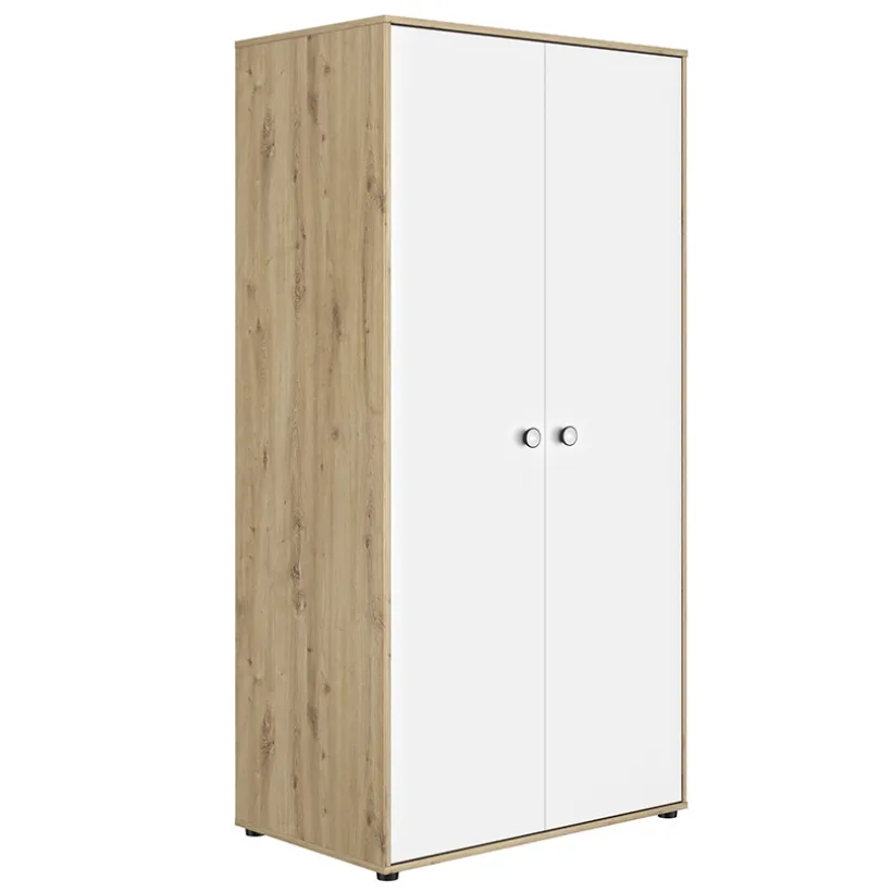 Kast Arthur met 2 deuren - Wit/Eiken
