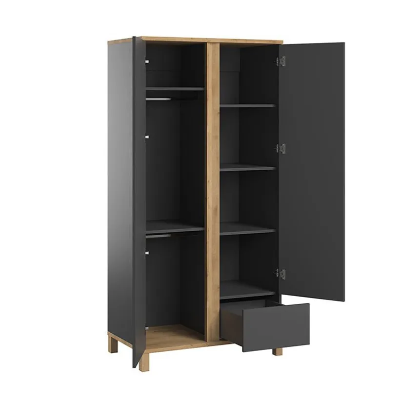 Kast 2 deuren Altitude Grafiet/Hout