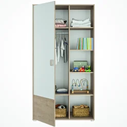 Kast Emma 1 deur Eiken blond en Wit