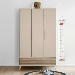 Kast met 3 deuren en 1 lade Eefje kasjmier Beige/Groovy Eikenhout