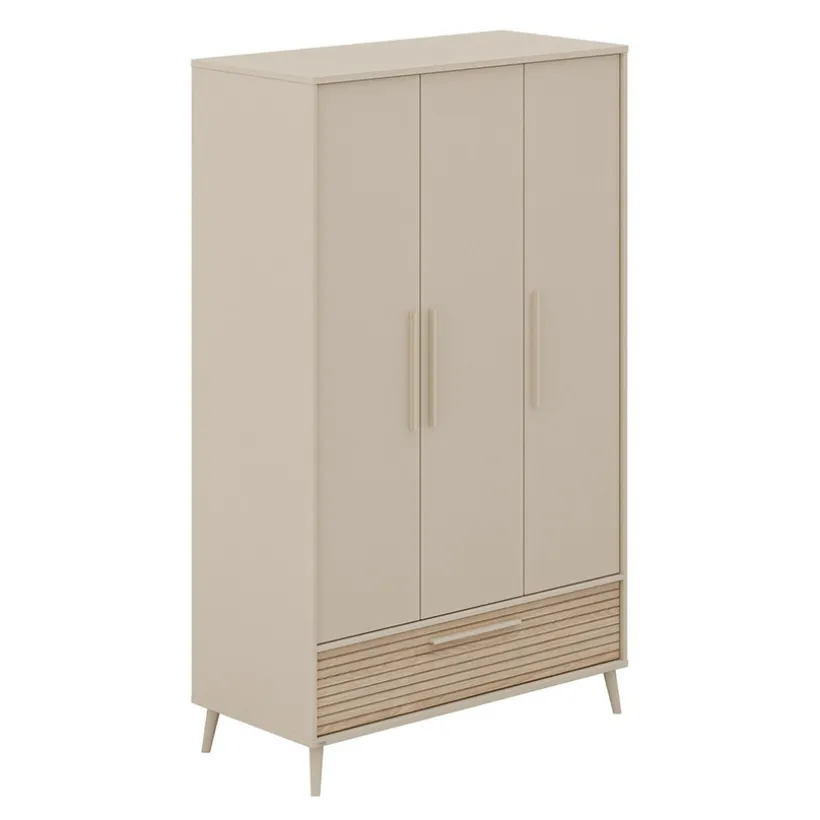 Kast met 3 deuren en 1 lade Eefje kasjmier Beige/Groovy Eikenhout