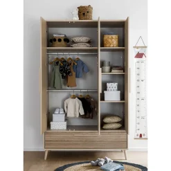 Kast met 3 deuren en 1 lade Eefje kasjmier Beige/Groovy Eikenhout