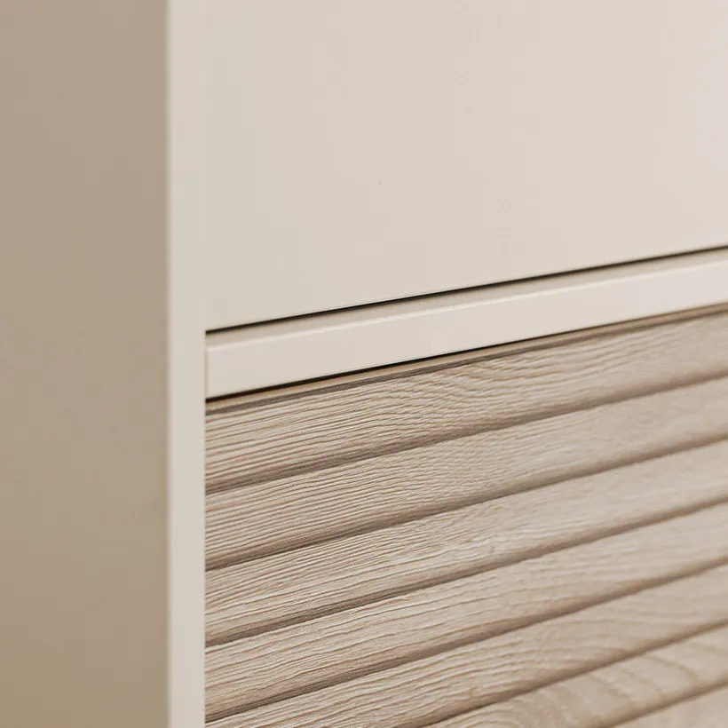 Kast met 2 deuren en 1 lade Eefje kasjmier Beige/Groovy Eikenhout
