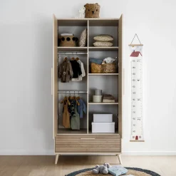 Kast met 2 deuren en 1 lade Eefje kasjmier Beige/Groovy Eikenhout