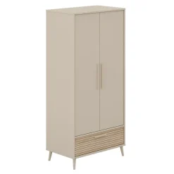 Kast met 2 deuren en 1 lade Eefje kasjmier Beige/Groovy Eikenhout