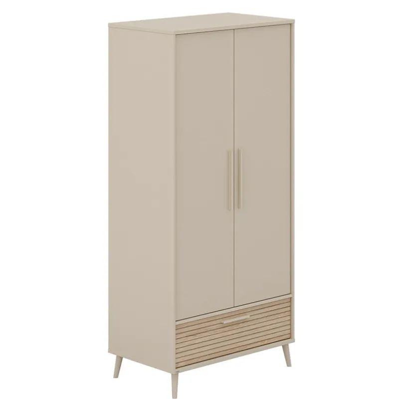 Kast met 2 deuren en 1 lade Eefje kasjmier Beige/Groovy Eikenhout