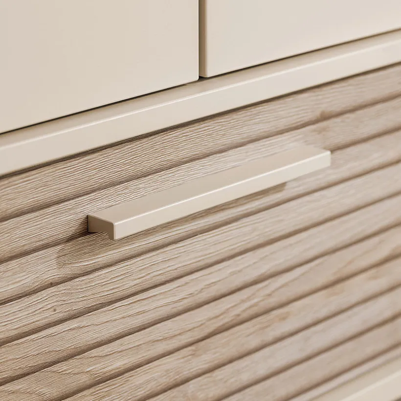 Kast met 2 deuren en 1 lade Tiny Eefje kasjmier Beige/Groovy Eikenhout