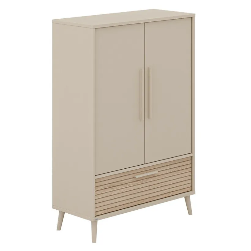 Kast met 2 deuren en 1 lade Tiny Eefje kasjmier Beige/Groovy Eikenhout